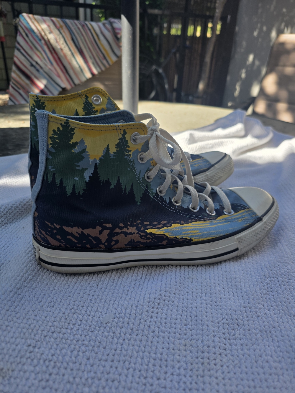 Converse High Top Sneakers with The Great Outdoors Seasalt Blue. - Picture 2 of 9